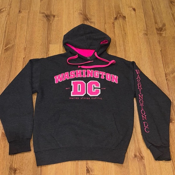 Washington DC Adult Medium Hoodie Sweatshirt Gray Pink School Safety Patrol - Picture 6 of 6